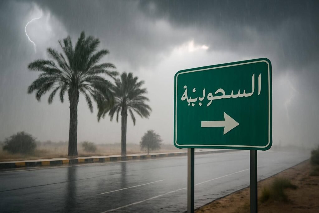 صورة توضيحية حول أمطار رعدية السعودية