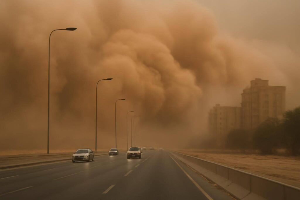 صورة توضيحية حول عواصف ترابية الشرقية