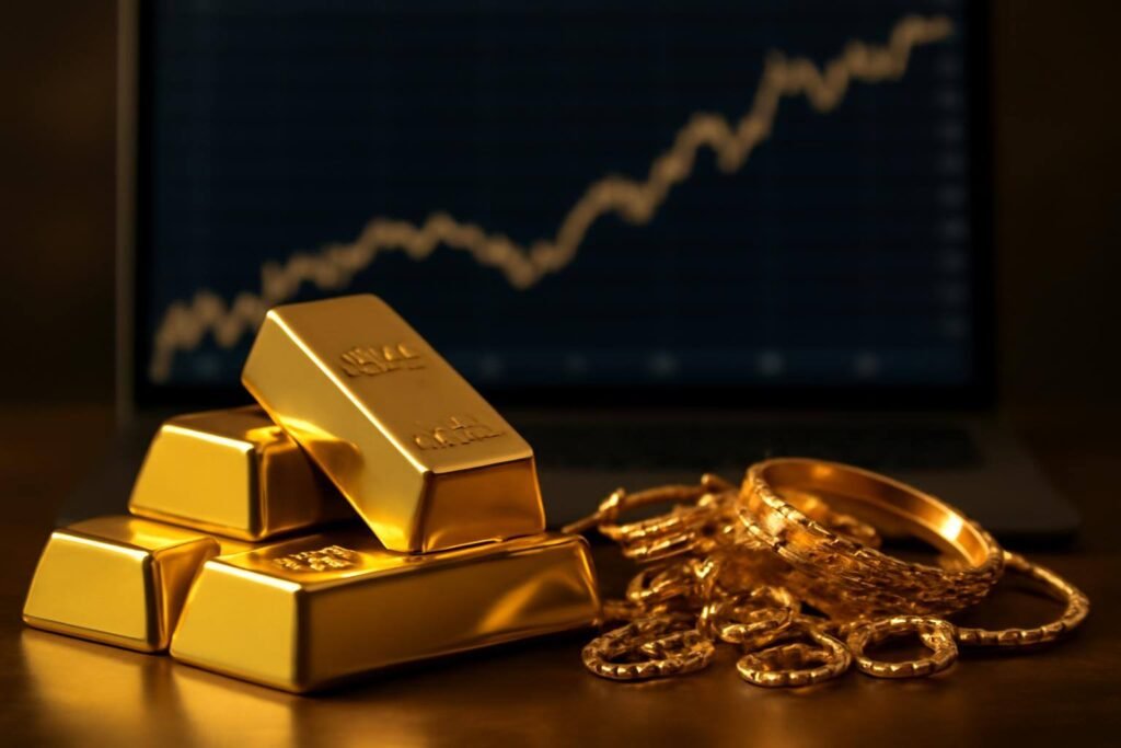 صورة توضيحية حول ارتفاع أسعار الذهب