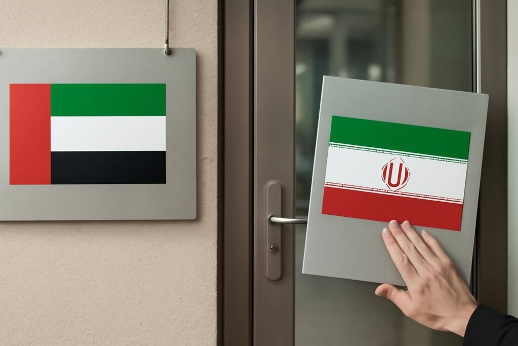 صورة توضيحية حول وقف الأنشطة التجارية الإمارات إيران
