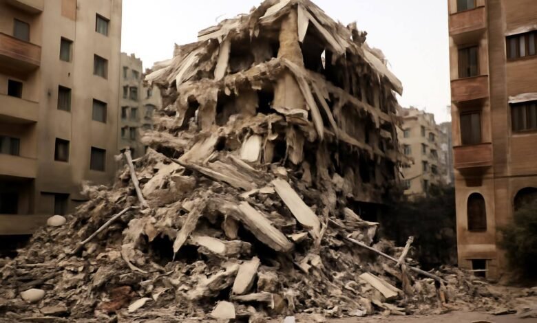 صورة توضيحية حول زلزال مصر انهيار عقار